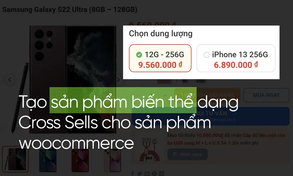 Tạo sản phẩm biến thể dạng Cross Sells đẹp cho woocommerce