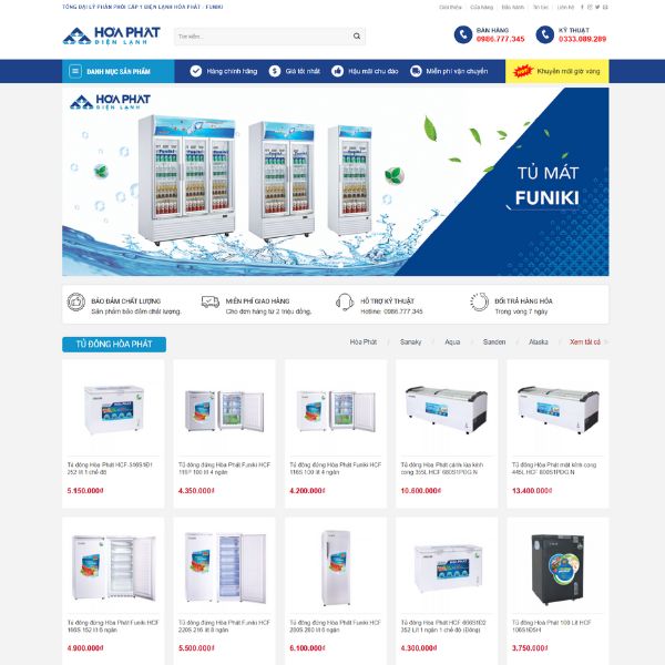 Mẫu website bán thiết bị điện lạnh