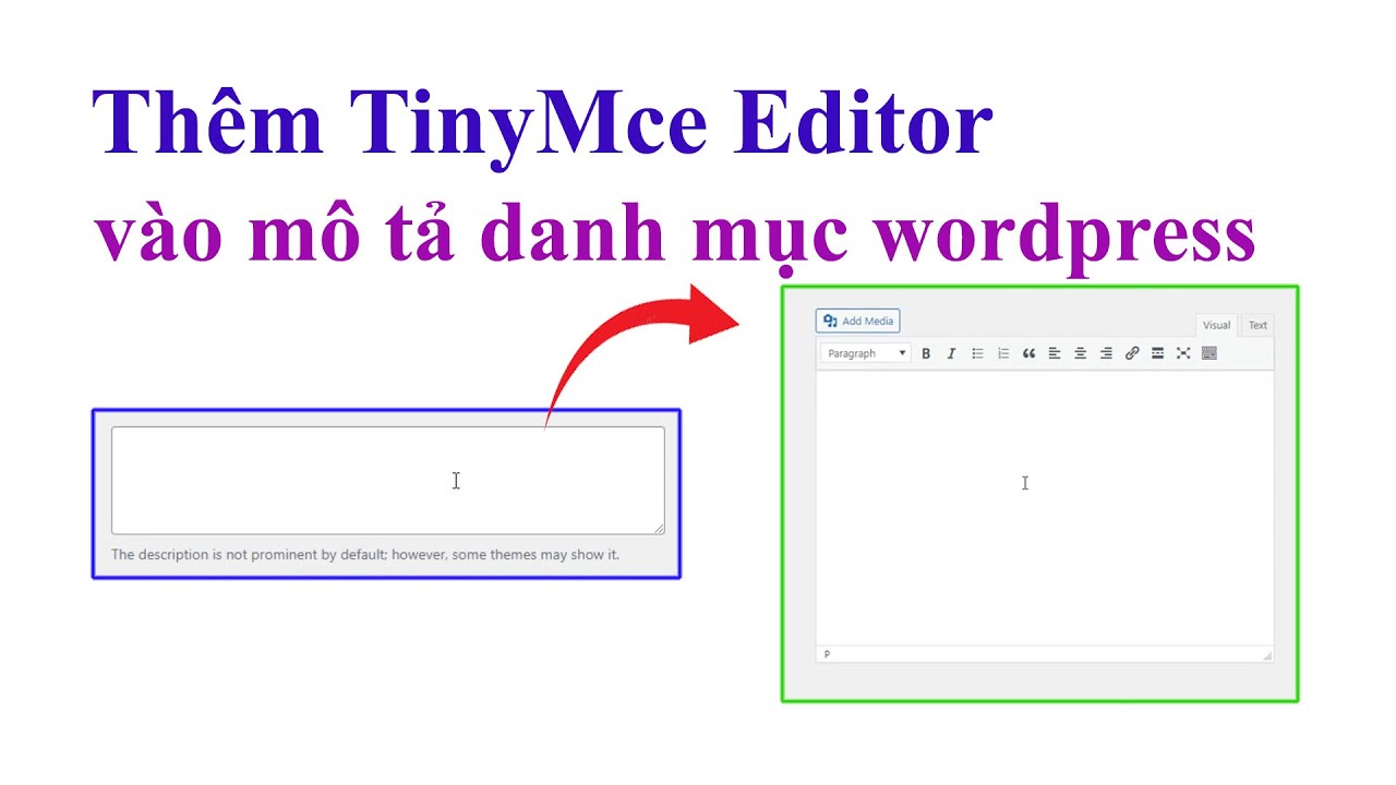 Thêm trình soạn thảo đầy đủ TinyMCE cho danh mục sản phẩm