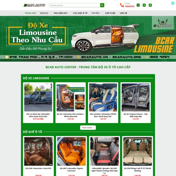 Mẫu website cung cấp dịch vụ xe ô tô