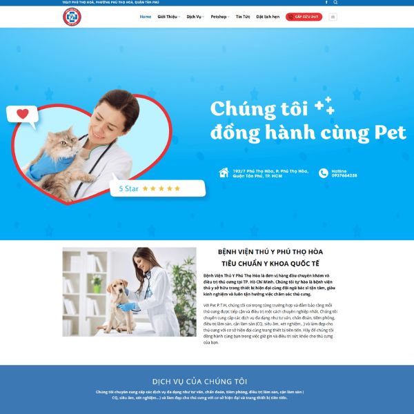Mẫu website phòng khám thú y