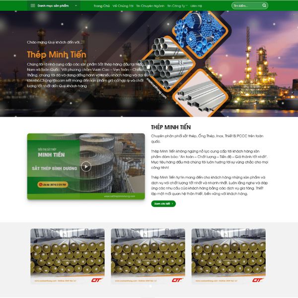 Mẫu website siêu thị bán sắt thép