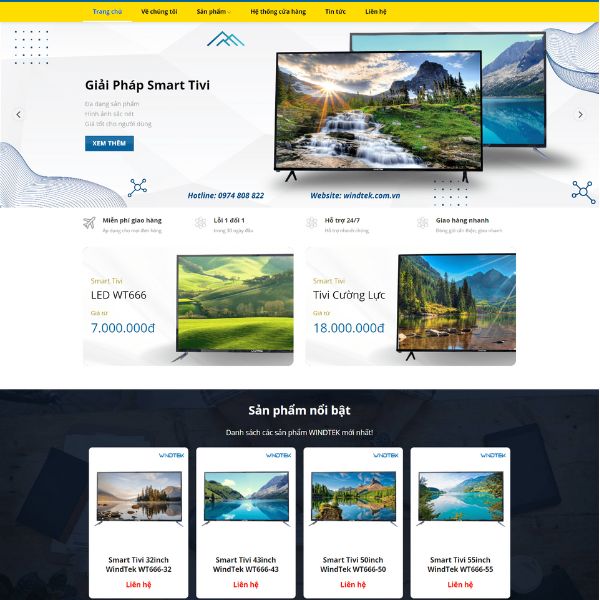 Mẫu website bán tivi, thiết bị điện tử