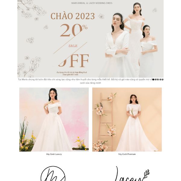 Mẫu website show sản phẩm váy cưới